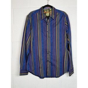 Robert Graham Classic Fit L Multicolor Stripe Jacquard Button Shirt 100% Cotton